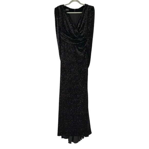 Talbot Runhof Black Metallic Eternity-Sleeve Velvet Gown - Picture 3 of 11
